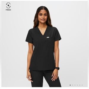 Figs Womens Black Freex Catarina One Pocket Scrub Top Large